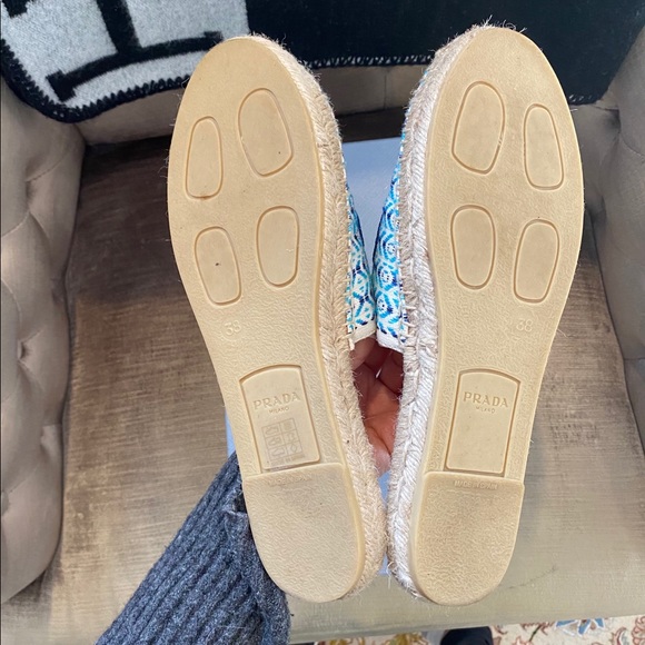 Prada Embroidered Logo Espadrille Mule Flats - Picture 7 of 10